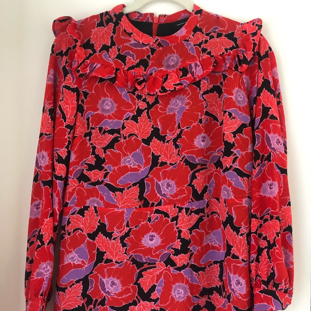 Red printed fall dress